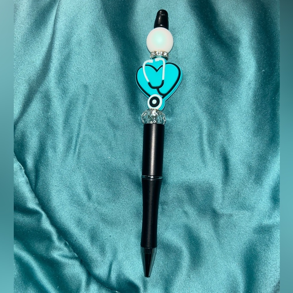 Black and Teal Pen with Heart Design